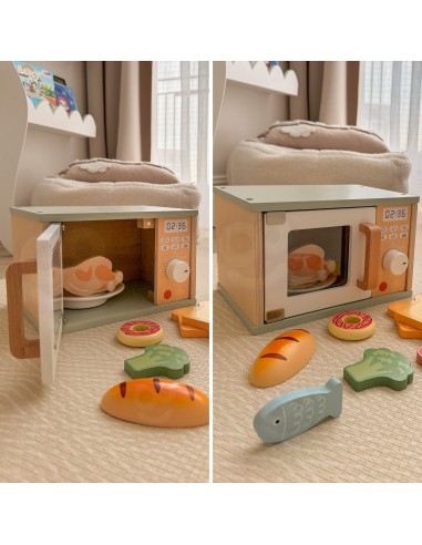 Holz-Mikrowellenherd von Tooky Toy – Spielen als Koch ab 3 Jahren