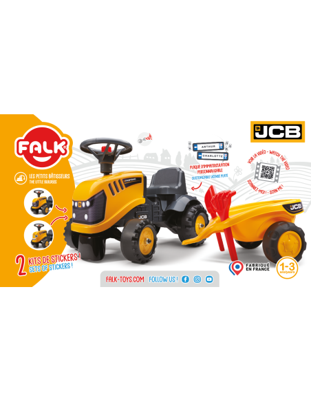 FALK Traktorek JCB Pomarańczowy z Przyczepką dla Dzieci 1+