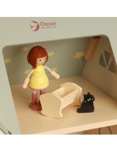 CLASSIC WORLD Wielki Drewniany Domek dla Lalek z mebelkami 2