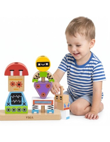 VIGA Legespiel: Roboter-Pyramide, 8-tlg. – Spielvorlagen