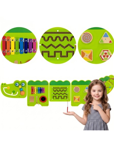Edukatives Wand-Panel Krokodil VIGA – 5-in-1 Spiel & Lernen
