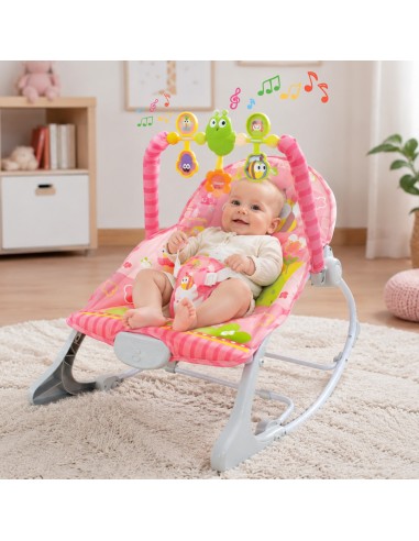 Rosafarbene Schaukelwippe mit Vibrationen Woopie Baby – Für Mädchen
