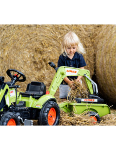 FALK Traktor CLAAS Arion zielony zestaw z przyczepą ŁYŻKA + Ładowarka 2