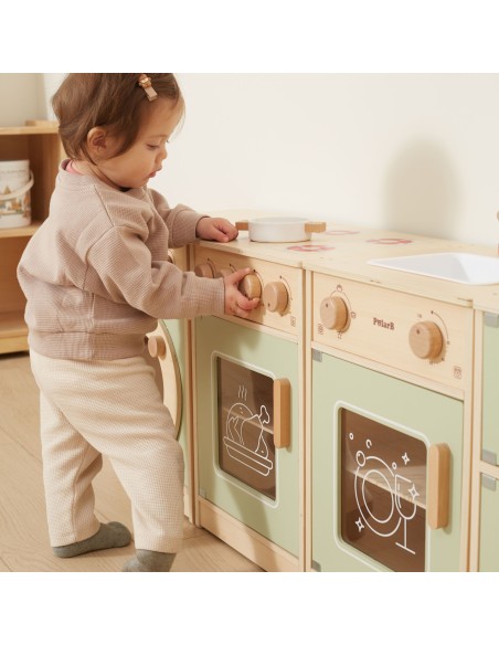 VIGA PolarB Wooden Kitchen Set XL - Washing Machine, Stove, Dishwasher