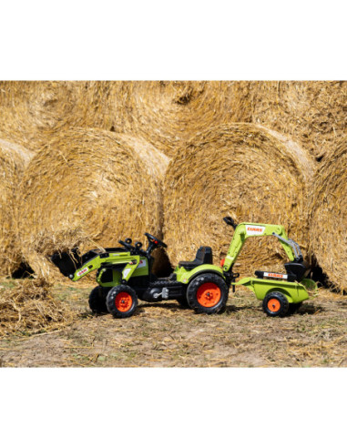 FALK Traktor CLAAS Arion zielony zestaw z przyczepą ŁYŻKA + Ładowarka