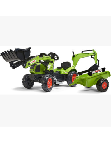 FALK Traktor CLAAS Arion zielony zestaw z przyczepą ŁYŻKA + Ładowarka