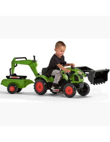 FALK Traktor CLAAS Arion zielony zestaw z przyczepą ŁYŻKA + Ładowarka