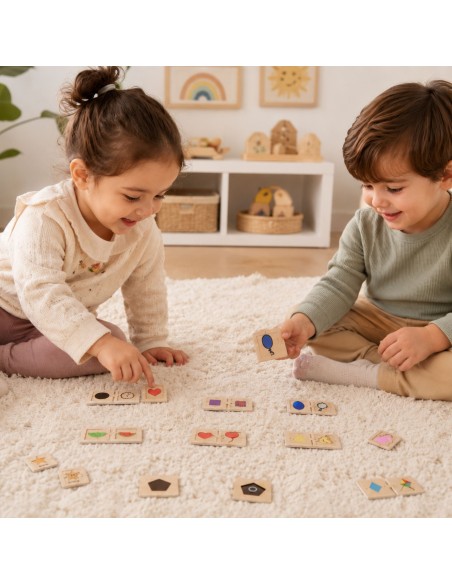 VIGA Puzzle-Set – Formen und Gegenstände verbinden – Lernspielzeug