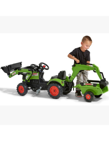 FALK Traktor CLAAS Arion zielony zestaw z przyczepą ŁYŻKA + Ładowarka