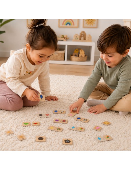 VIGA Puzzle-Set – Formen und Gegenstände verbinden – Lernspielzeug