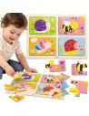 VIGA medinė dėlionė „Vabzdžiai“ 4in1 – kūrybinga pramoga vaikams