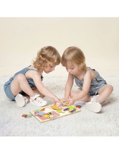 VIGA Holzpuzzle Insekten 4in1 – Kreativer Spielspaß für Kinder