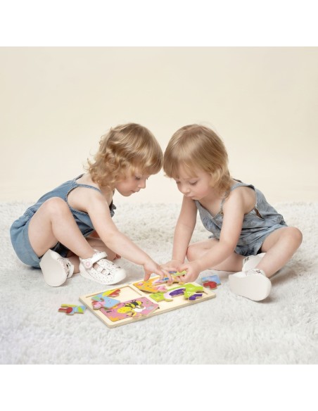 VIGA Holzpuzzle Insekten 4in1 – Kreativer Spielspaß für Kinder