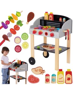 Drewniany Grill Ogrodowy BBQ Wózek WOOPIE - Zestaw Kuchnia
