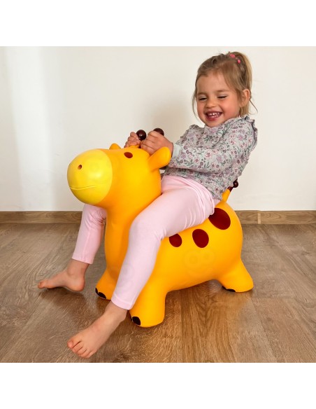 Gummihüpfer Gelbe Giraffe + Pumpe – Ideales Spielzeug für Kinder