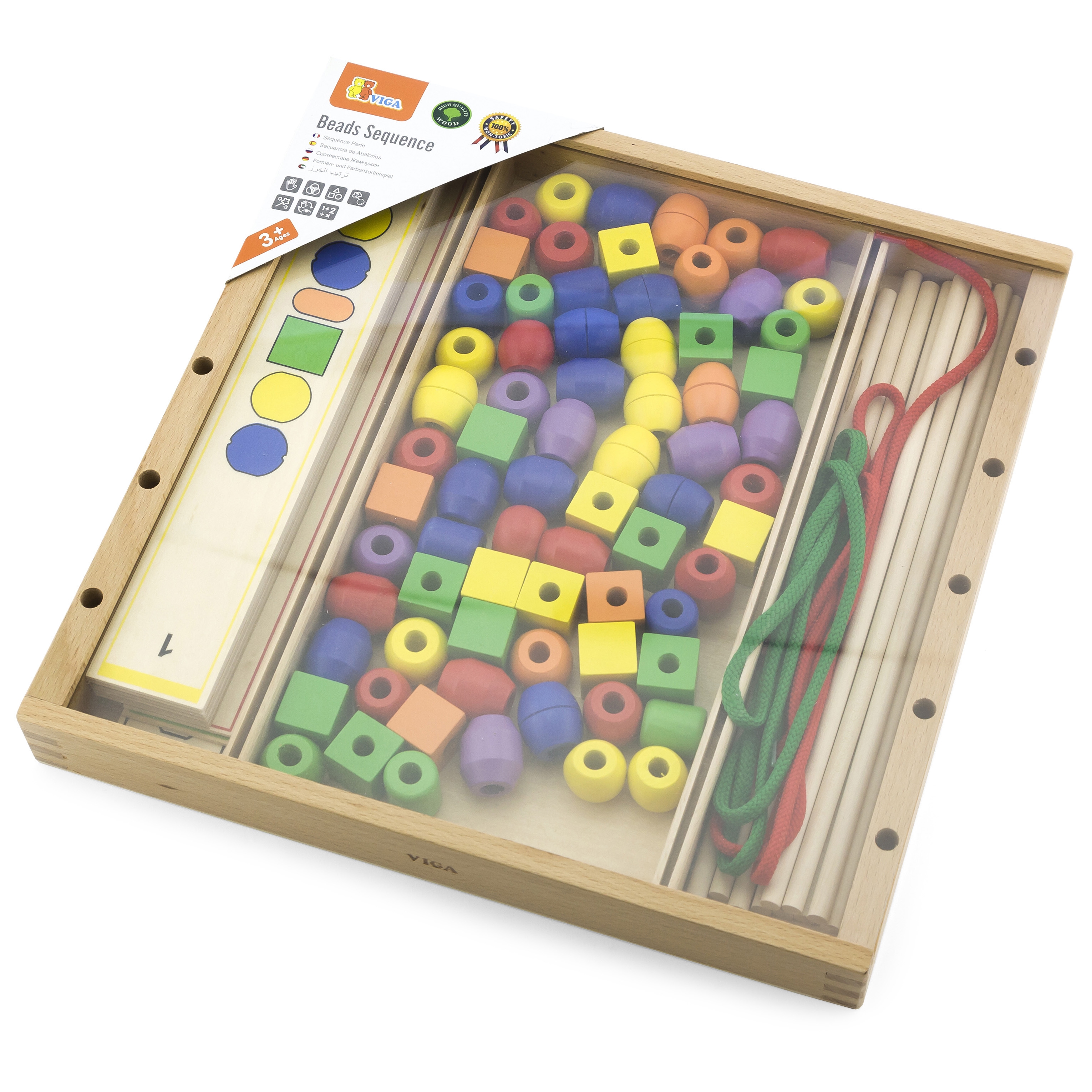 Drewniana gra edukacyjna logiczne koraliki 104 elementy montessori