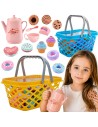 WOOPIE Shopping Basket with Tea Set and Sweets 26 pcs.