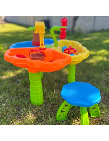 Paplūdimio vandens staliukas 2in1 su įvairiais priedais ir kėdute Woopie