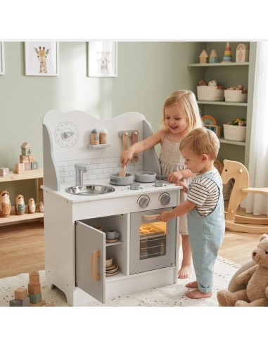 VIGA PolarB Holz-Küche Eco Gray mit Zubehör für Kinder