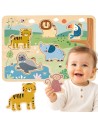 Sound-Holzpuzzle Safari Tooky Toy – Lernspielzeug 18m+