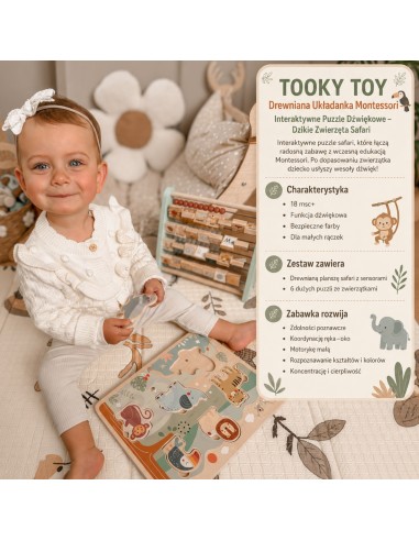 Safari Tooky Toy Wooden Sound Puzzle - Educational Toy 18m+