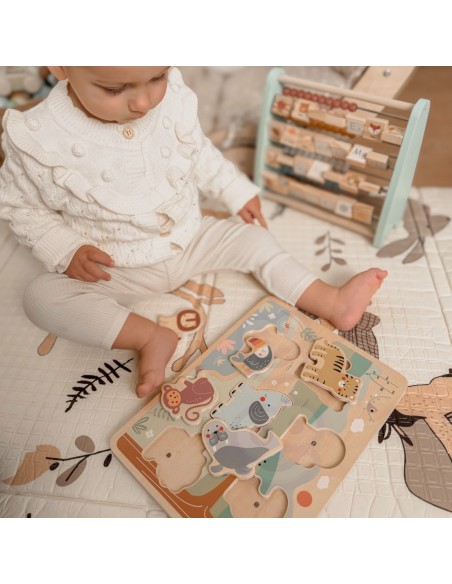 Dźwiękowe puzzle drewniane Safari Tooky Toy - Edukacyjna zabawka 18m+