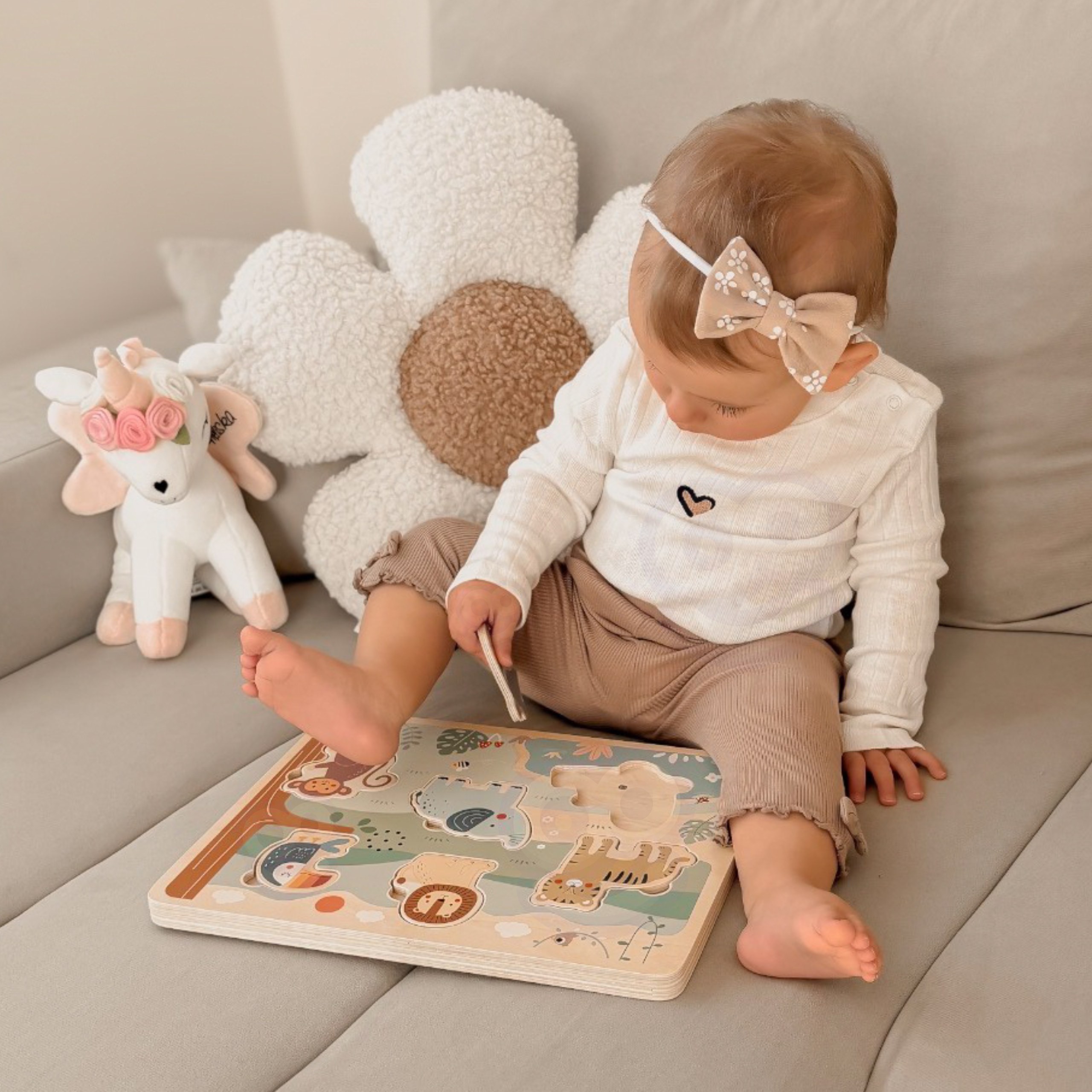 TOOKY TOY Drewniana Układanka Montessori Interaktywne Puzzle Dźwiękowe Dzikie Zwierzęta Safari - 3