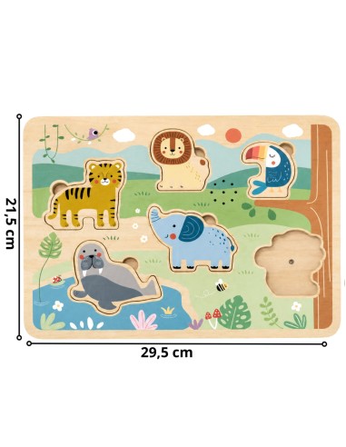 Safari Tooky Toy Wooden Sound Puzzle - Educational Toy 18m+