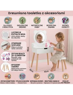 Großer weißer Kosmetiktisch mit Zubehör Viga – Set für Mädchen 2
