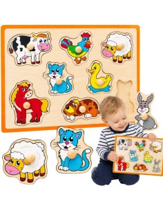 VIGA Holz-Puzzle Tiere vom Bauernhof – Legespiel für Kinder