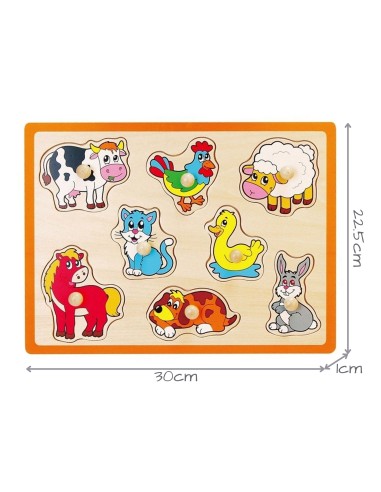 VIGA Holz-Puzzle Tiere vom Bauernhof – Legespiel für Kinder