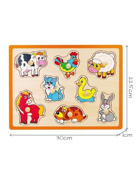 VIGA Holz-Puzzle Tiere vom Bauernhof – Legespiel für Kinder