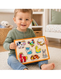 VIGA Holz-Puzzle Tiere vom Bauernhof – Legespiel für Kinder 2