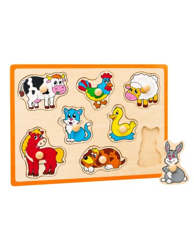 VIGA Holz-Puzzle Tiere vom Bauernhof – Legespiel für Kinder