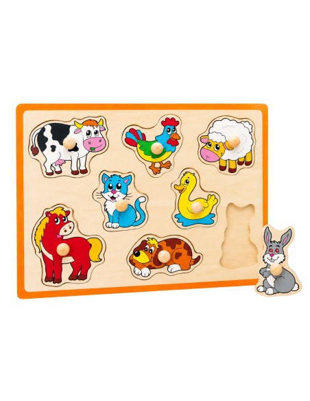VIGA Holz-Puzzle Tiere vom Bauernhof – Legespiel für Kinder