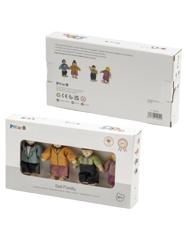 VIGA Set aus 4 Holzpuppen mit Stoffkleidung