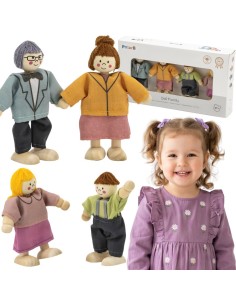 VIGA Set aus 4 Holzpuppen mit Stoffkleidung