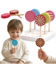 VIGA Holzfarbene Lollis, 6 Stück – Spielzeug für Kinder