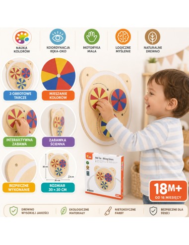 Tafel Coloré Drehscheiben Holz Montessori FSC 18m+ von Viga