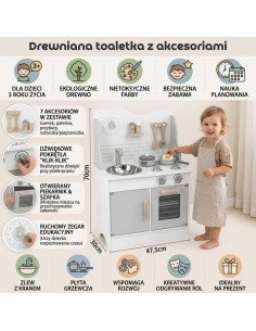 VIGA PolarB Holz-Küche Eco Gray mit Zubehör für Kinder 2