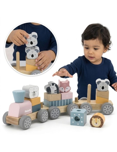 VIGA PolarB Wooden Train with Carriages - Montessori fun