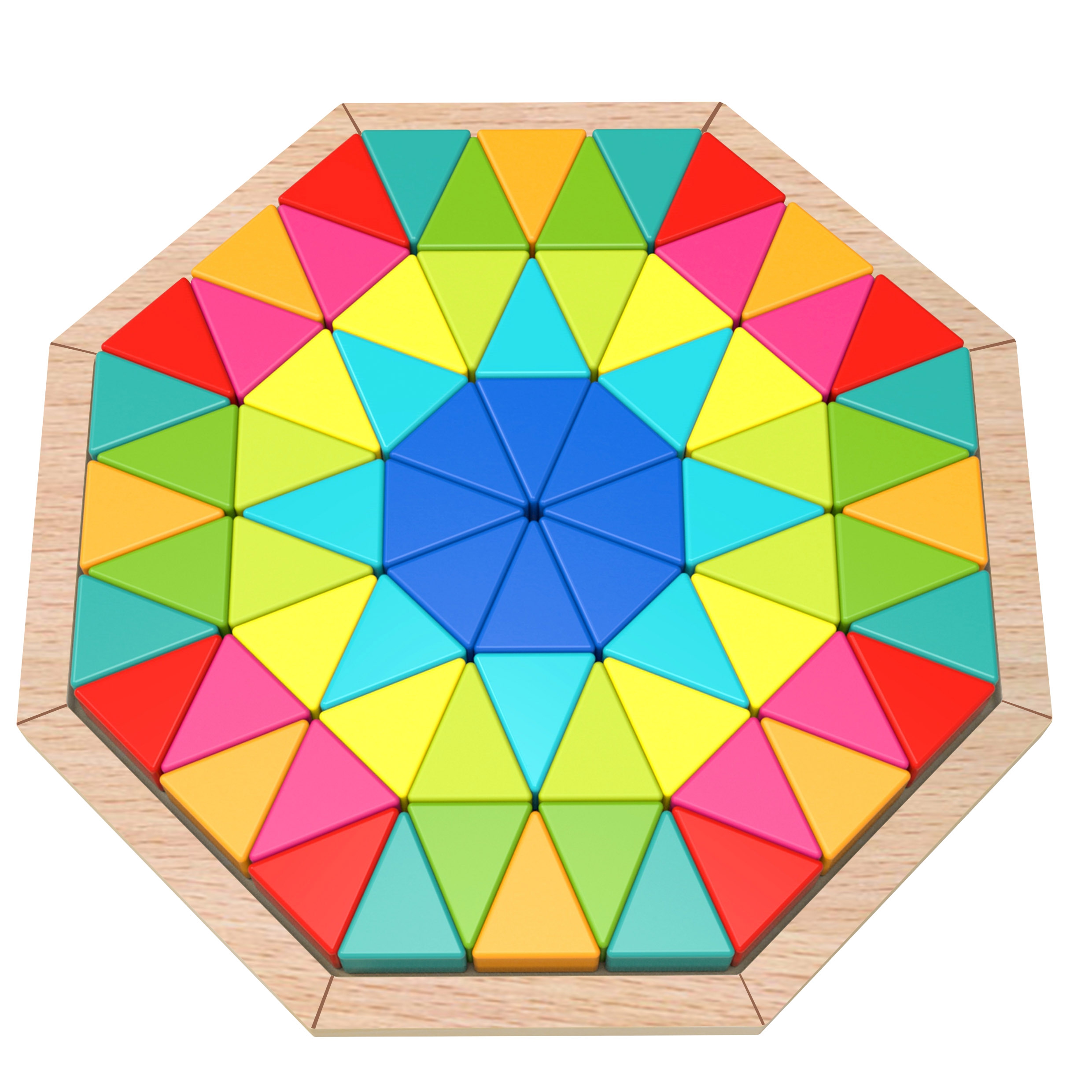 Puzzle ośmiokątne drewniana mozaika edukacyjna (73el.)