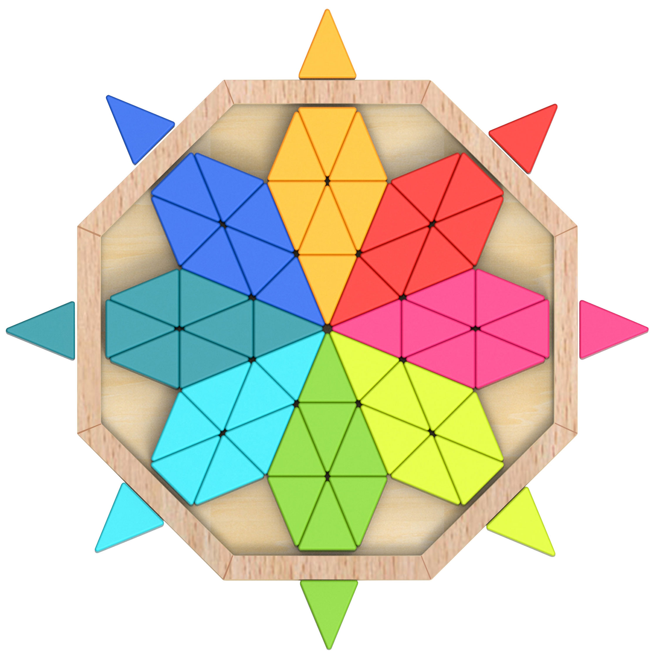 Puzzle ośmiokątne drewniana mozaika edukacyjna (73el.)