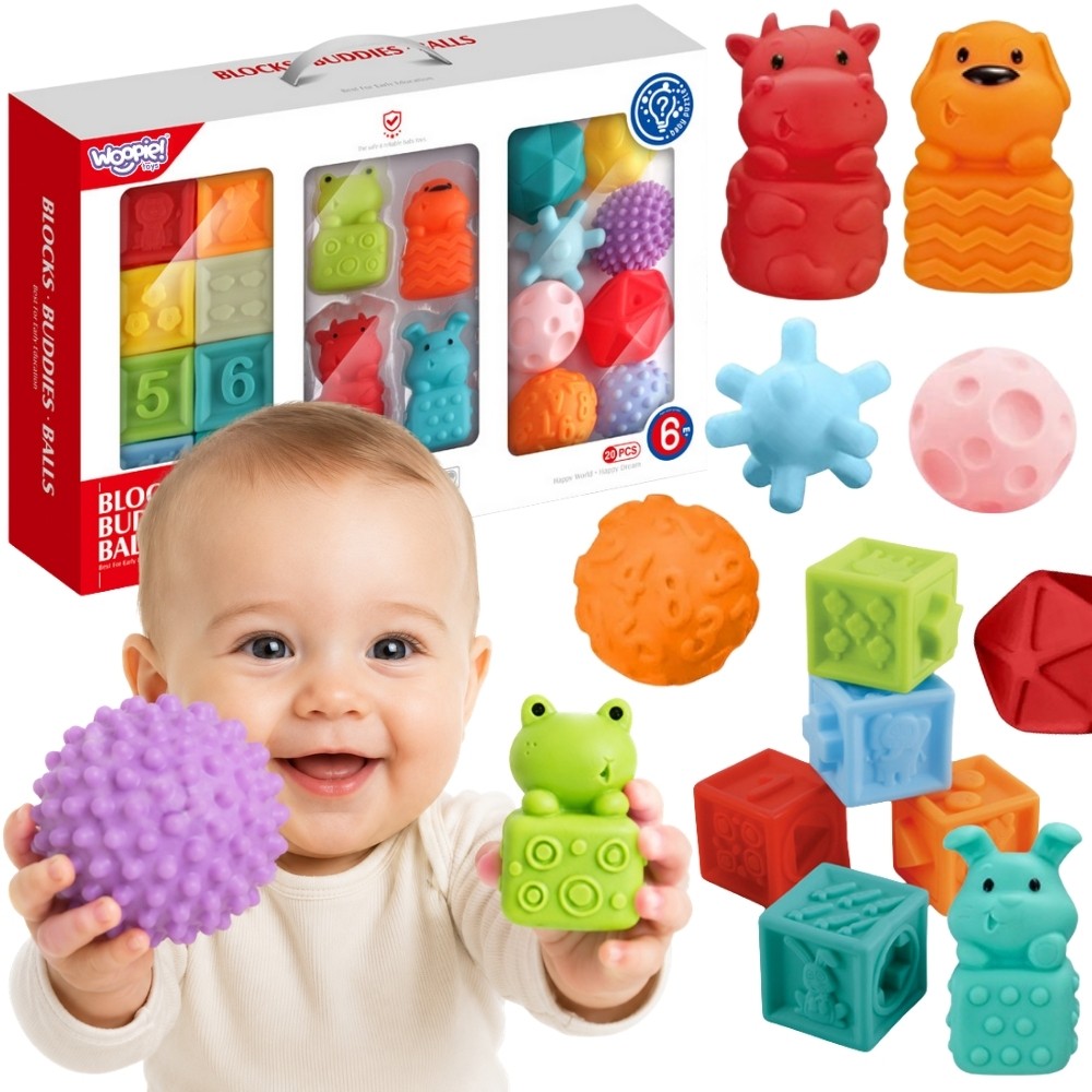 WOOPIE BABY Sensoriska Pussel Squeeze Ljud Räkna 20 delar