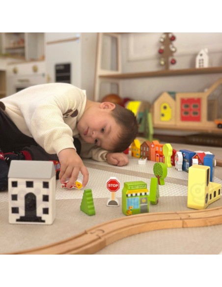 Drewniany Zestaw Budynków i Figurek Miasto TOOKY TOY - Zabawka