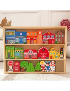 Holz-Set mit Gebäuden und Figuren „Stadt“ TOOKY TOY – Spielzeug 2