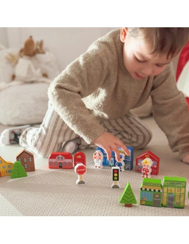 Holz-Set mit Gebäuden und Figuren „Stadt“ TOOKY TOY – Spielzeug