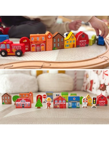 Holz-Set mit Gebäuden und Figuren „Stadt“ TOOKY TOY – Spielzeug