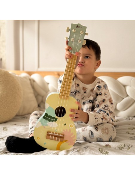 CLASSIC WORLD medinė ukulelė-gitara vaikams rožinė