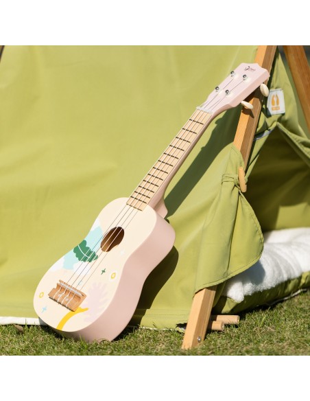 CLASSIC WORLD medinė ukulelė-gitara vaikams rožinė